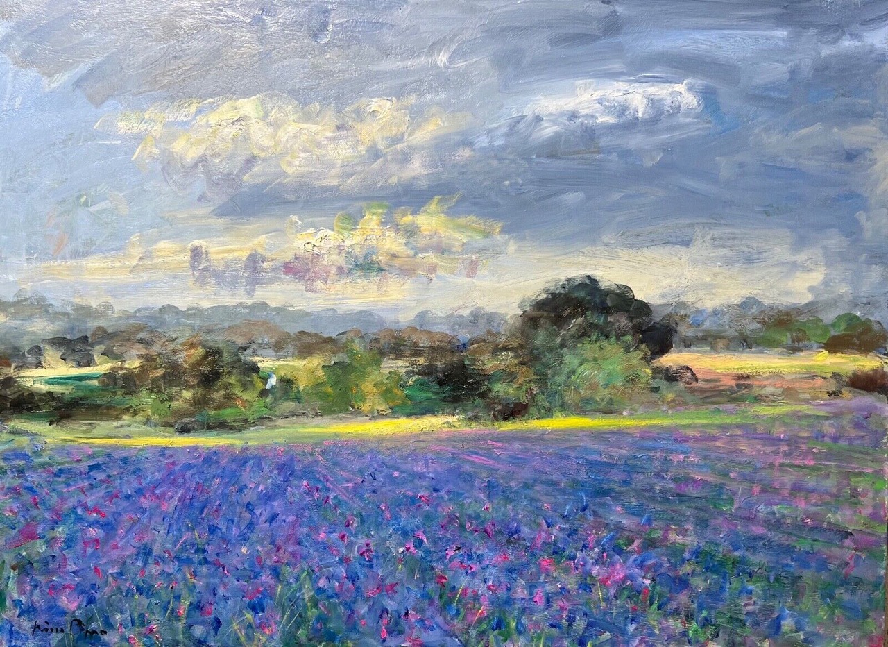 Provence - Iris Field by the Rhone, an original oil painting by Nino Pippa